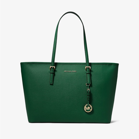 NWT Michael Kors Jet Set Travel Medium Green Tote Bag - Picture 1 of 9